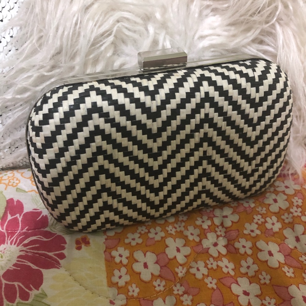 Small Black and White Clutch with optional strap